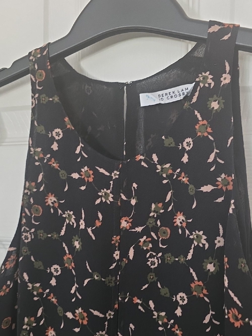 Derek Lam 10 Crosby Black Cami Blouse with Drawstring Waist & Flutter Hem